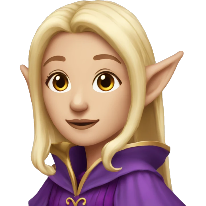 Noble female Elf with Elf ears and blonde hair and purple robes emoji