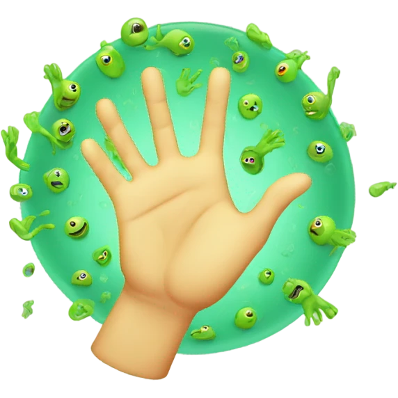 Hands with germs emoji
