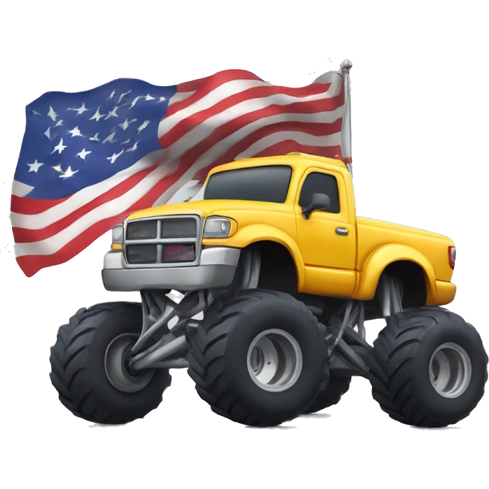 Monster Truck with American flag  emoji