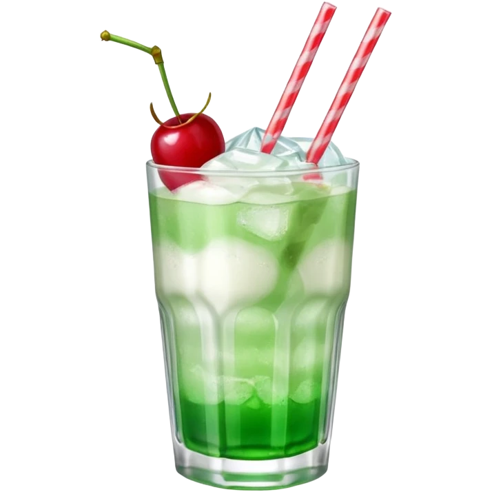 Japanese cream soda on a glass with ice cherry on top emoji