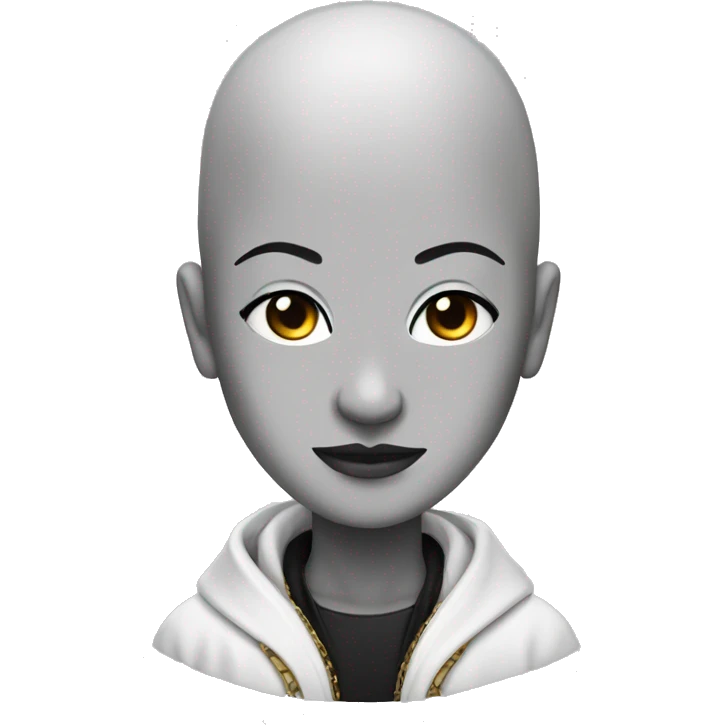 bald futuristic zen with black earrings emoji