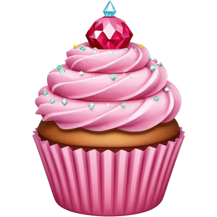 Rose diamond sitting on a cupcake emoji