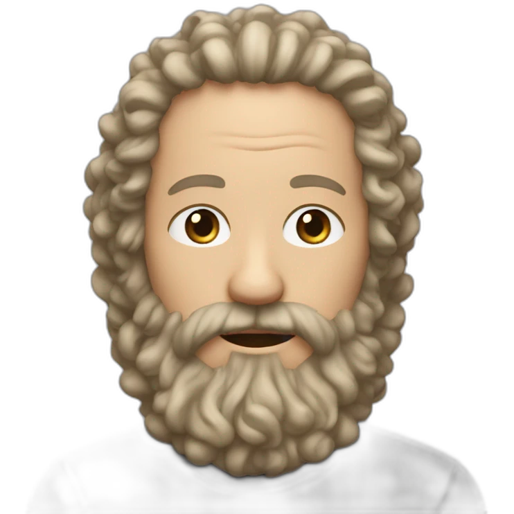 Curly fair hair, 50 year old white man with long beard emoji