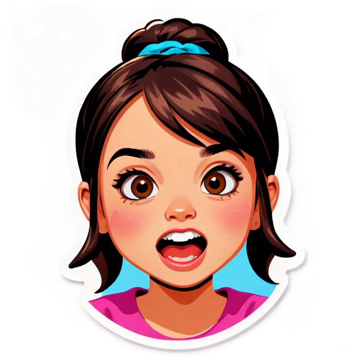 Girl doing a silly face emoji