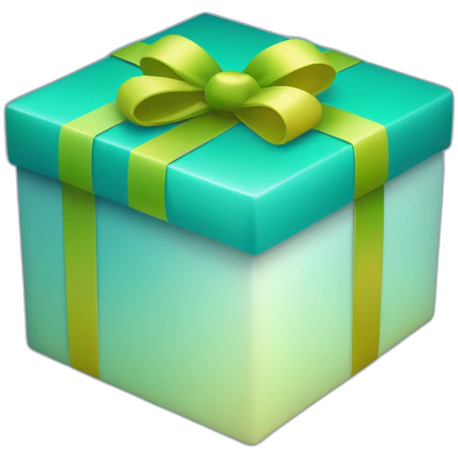 3d smooth gift box with rounded corners gradient blue to green emoji