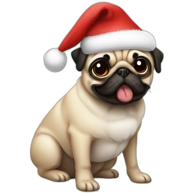 Santa pug emoji