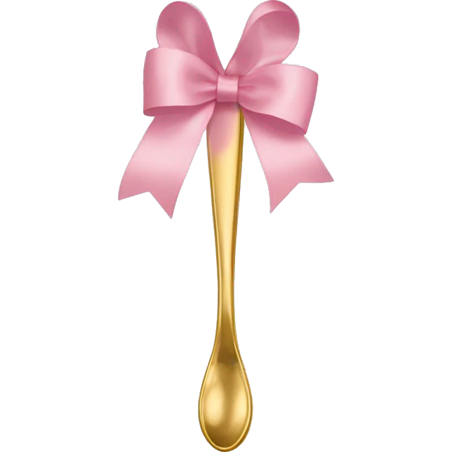 Elegant Spoon with pink pastel ribbon around it emoji