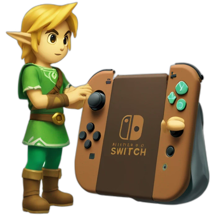 Babil de Zelda qui joue a la Nintendo Switch emoji