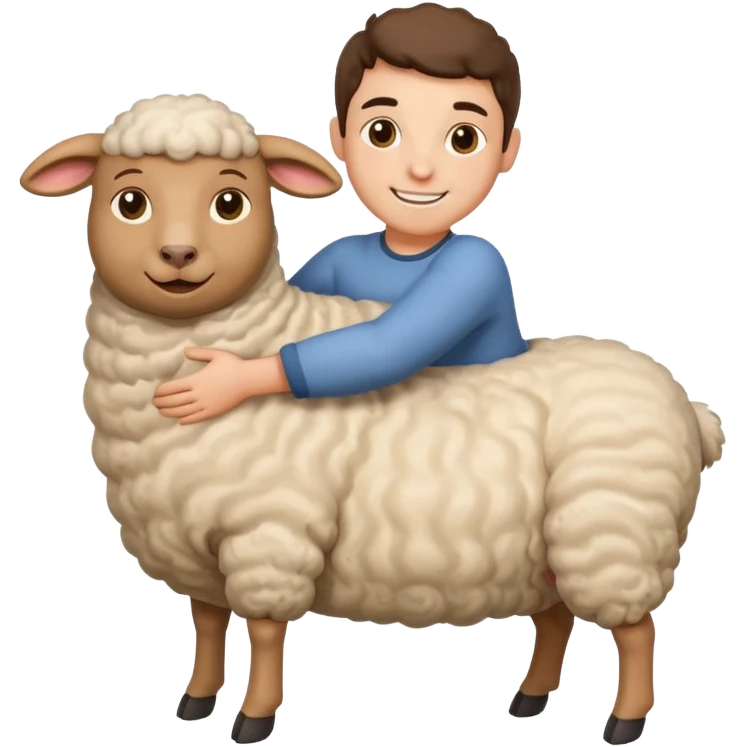 person clinging to belly of sheep emoji