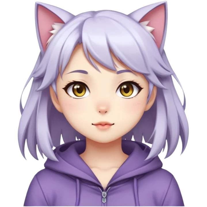 cute anime style catgirl with a cute expression emoji