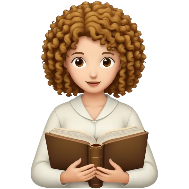 Woman curly hair reading bible emoji