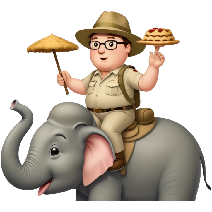 Peter griffin riding elephant to pie day in Zambia emoji