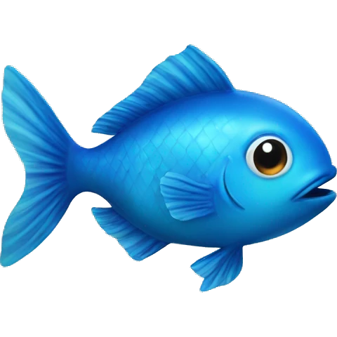 A kissing blue fish emoji