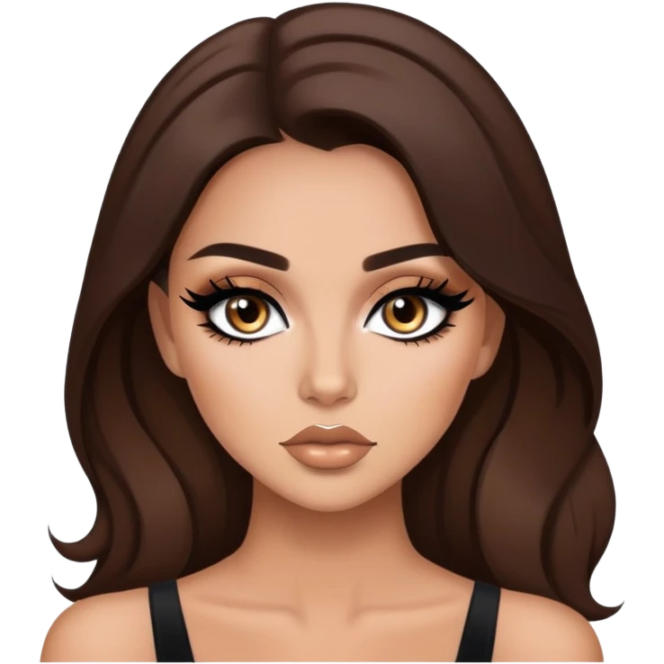tan brunette, baddie, pretty makeup, black eyeliner emoji