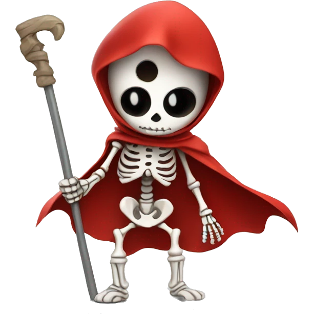 cute superhero skeleton with red cape emoji