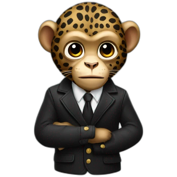 monkey leopard wearning a black jacket emoji