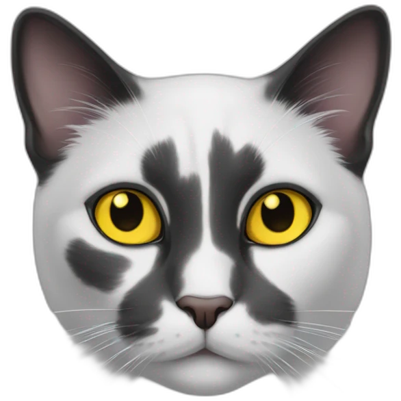 black and white cat and yellow eyes emoji