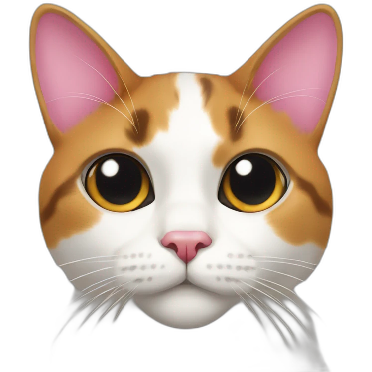 calico cat face with a pink nose and a white chin emoji