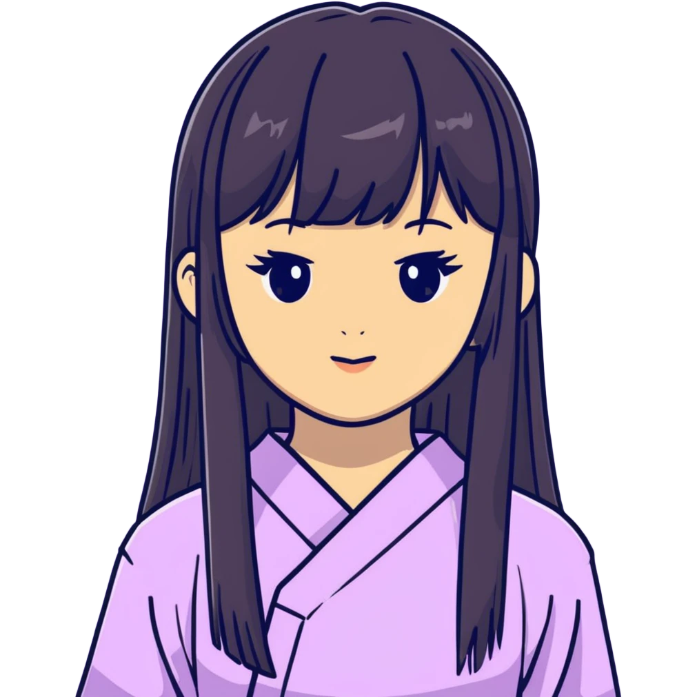 Cute Japanese girl with straight bangs and long straight hair emoji