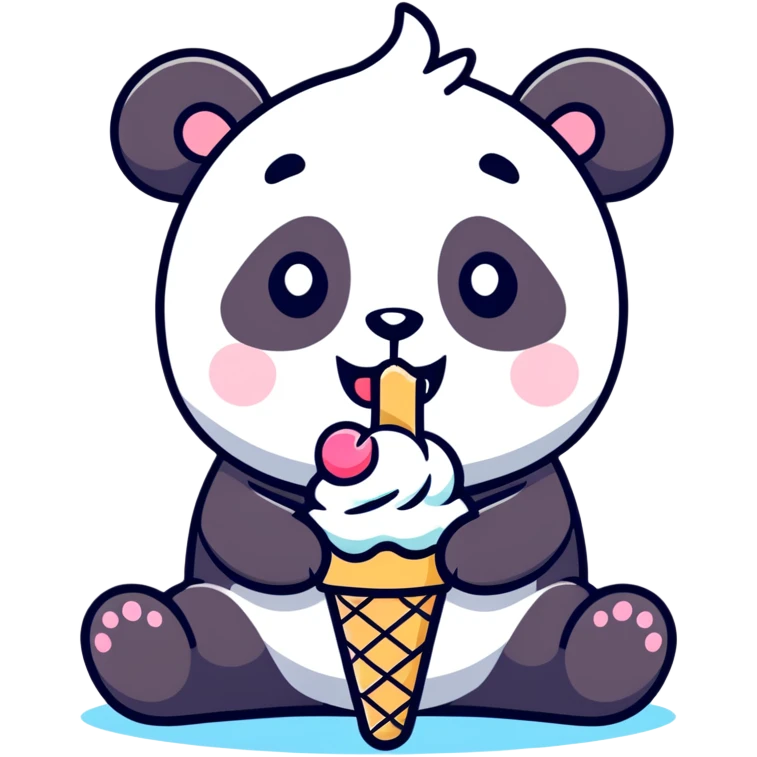 Panda eating ice cream emoji