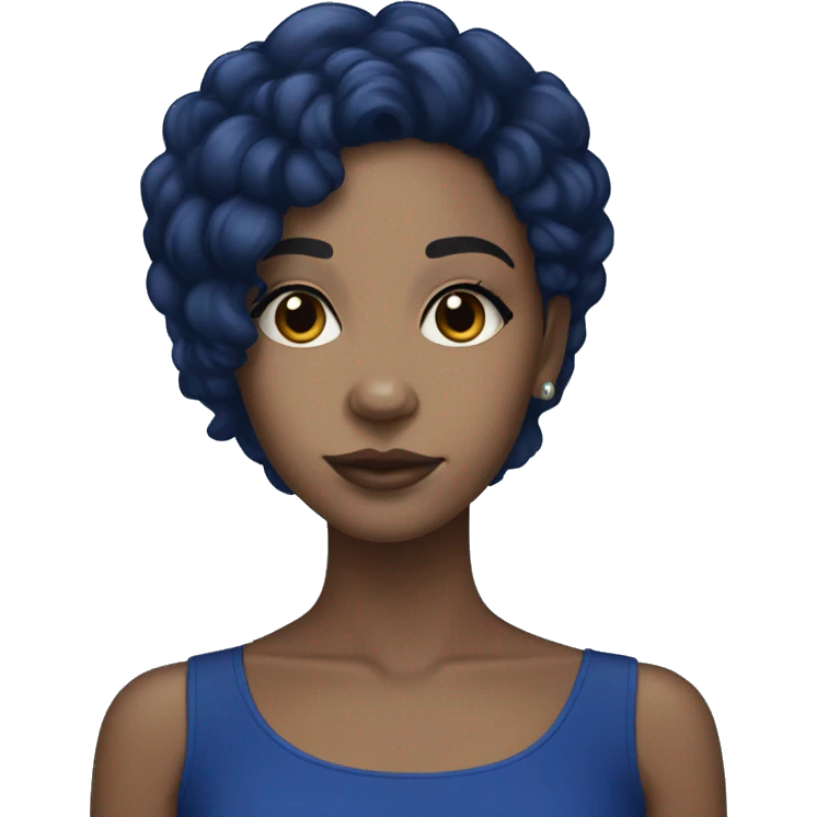 Lightskin black girl with dark royal blue hair  emoji