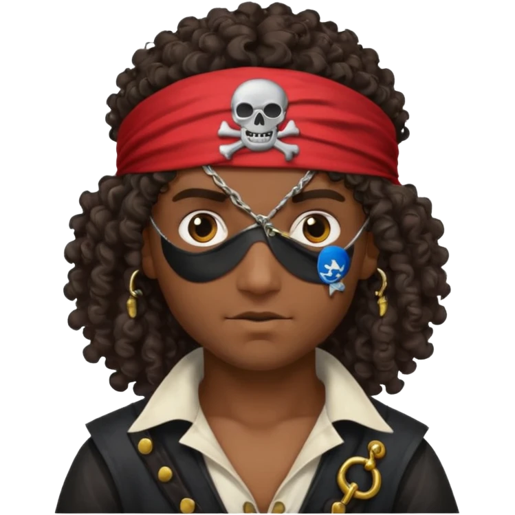 dark pirate curly hair emoji