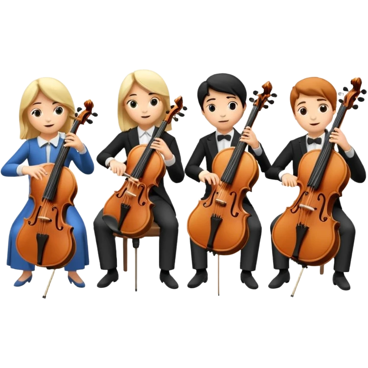 quartet of violin, flute, viola, and cello emoji