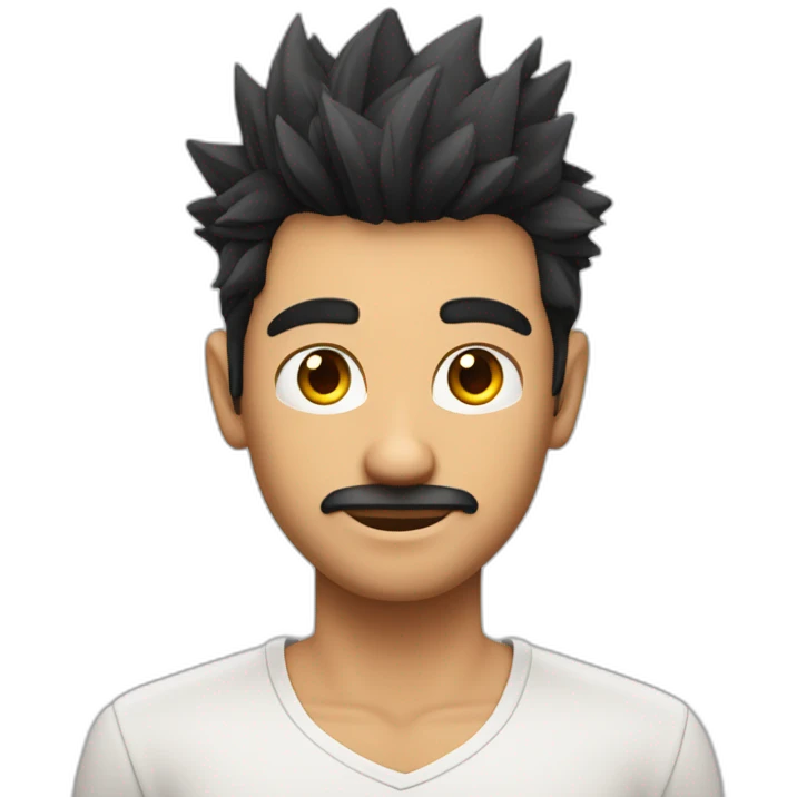 Indian white tan skin man developer in plain white shirt with sleeve up and nice spiky short black hair emoji