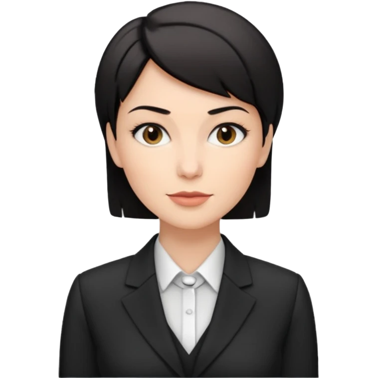 a white woman who has black short hair on interview emoji