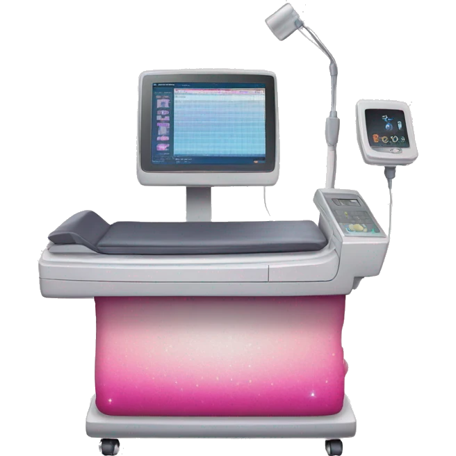 Pink ombre ultrasound machine with glitter emoji