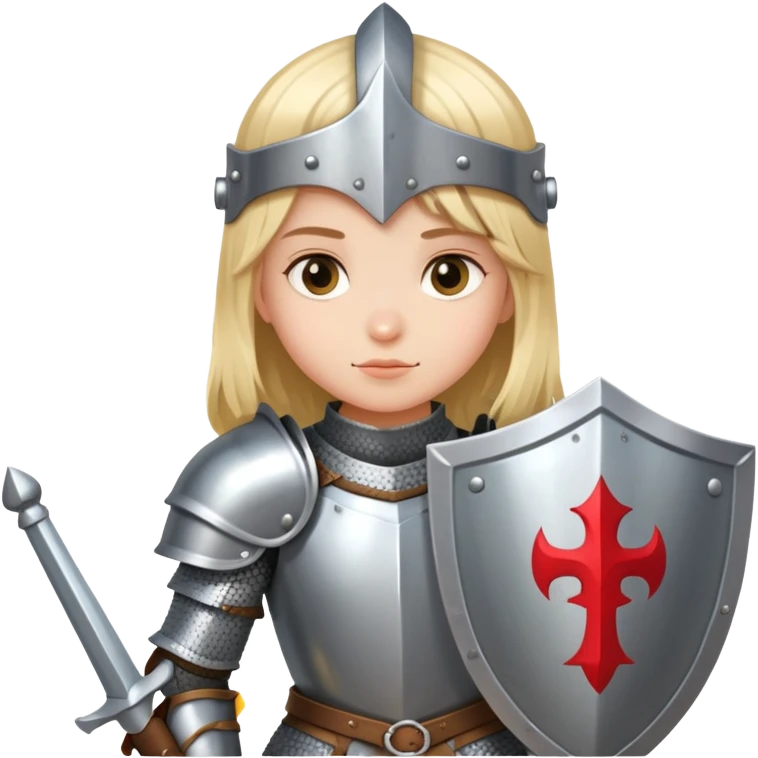 girl knight in open clothing, with shield emoji