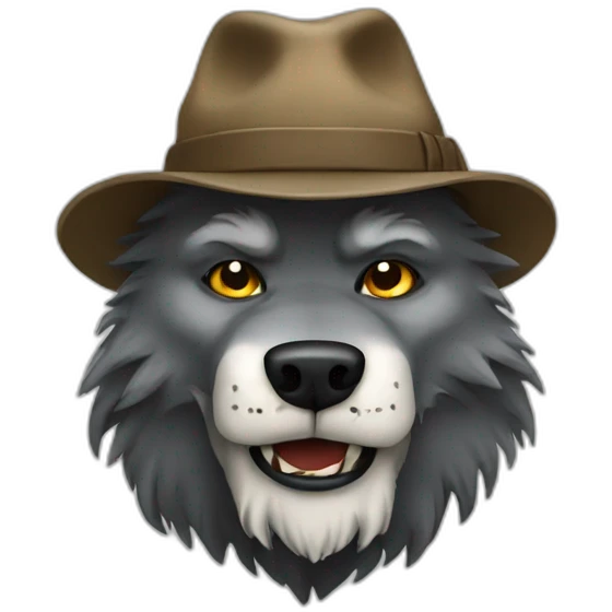 Wolfman wearing hat emoji