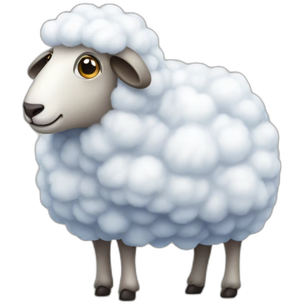 sheep that looks like a cloud emoji
