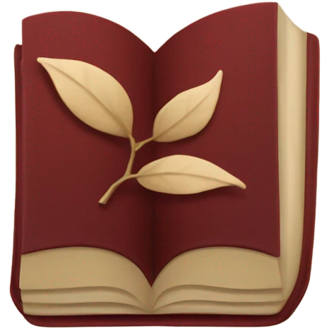 Dark red book open with leaves in beige  emoji