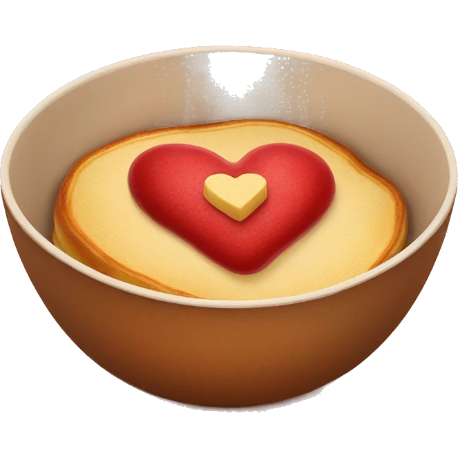 heart shaped pancake in a bowl emoji