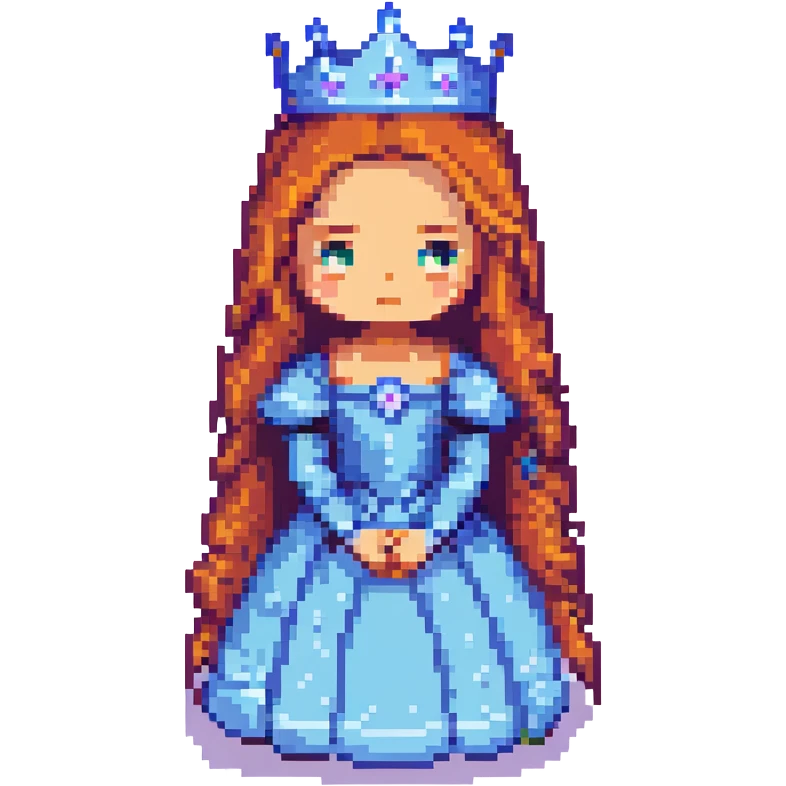 sad princess pixel art style emoji
