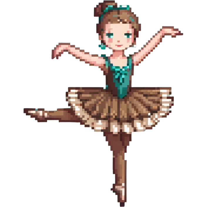 Ballerina with coffee-colored costume performing a pirouette emoji