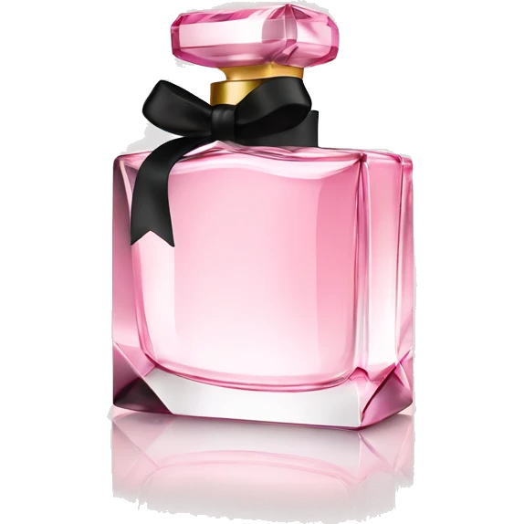 light pink crystal perfume bottle with black ribbon display emoji
