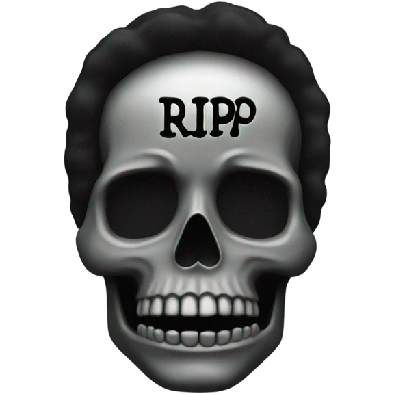 a black grave with the letters RIP on a silver  emoji