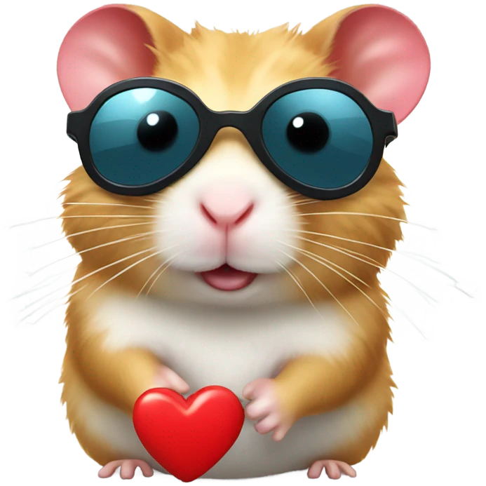 a hamster with red heart sunglasses  emoji
