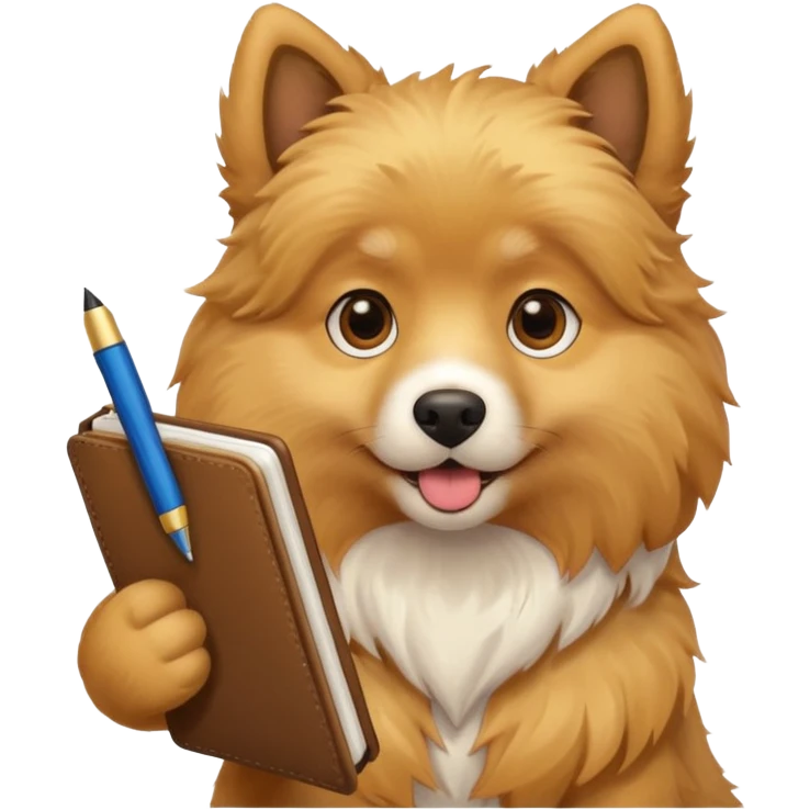 funny full dog with diary and pen emoji