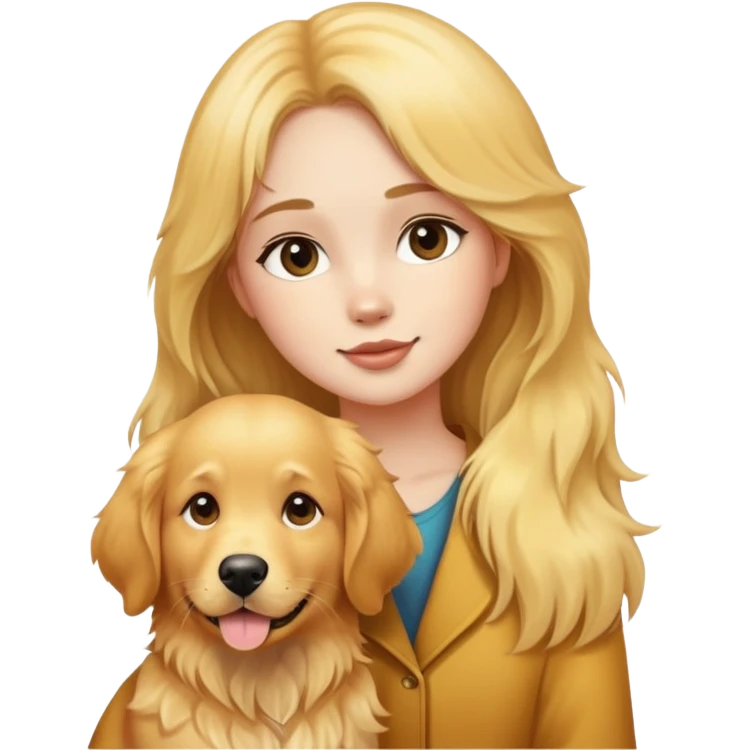girl with golden retriever  emoji