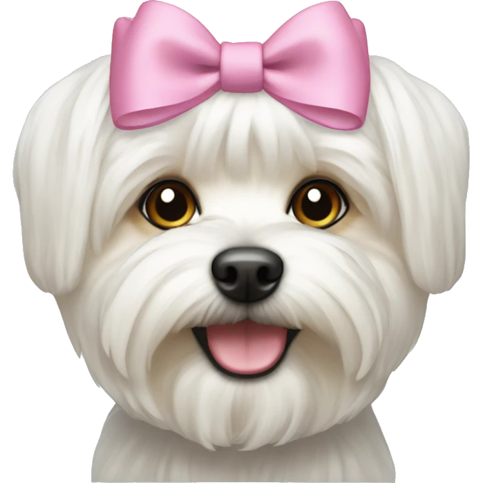 White morkie with bow on head emoji