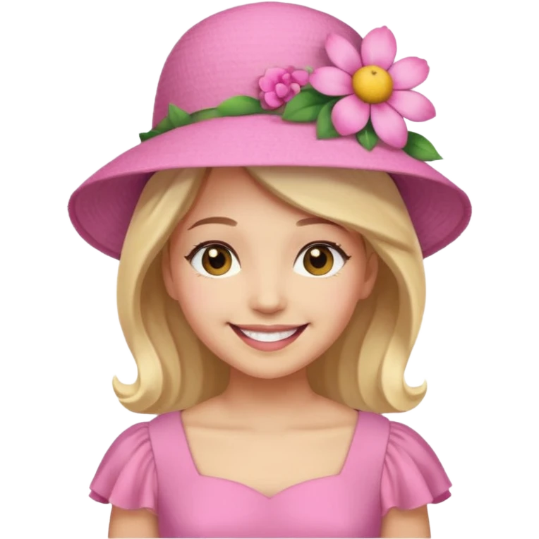 a pink summer with flower hat emoji