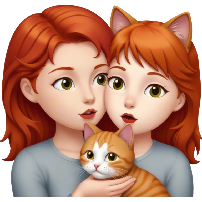 british cat kisses a red hair girl emoji