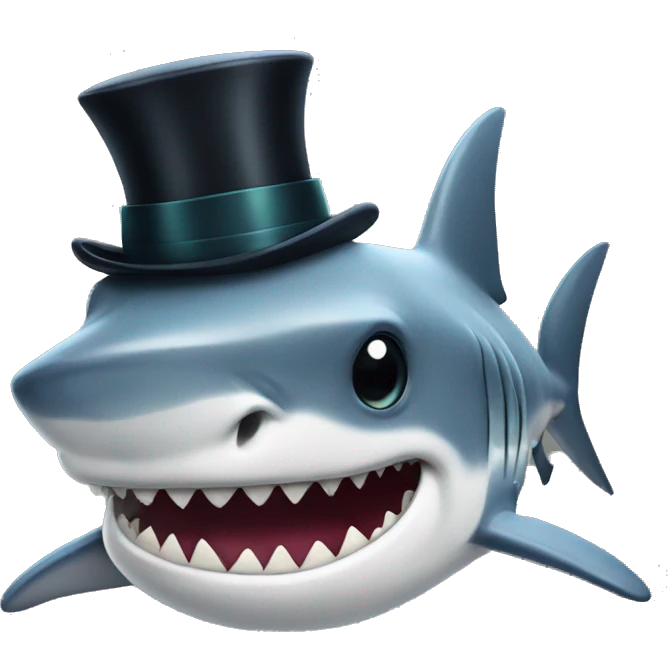 Shark with a top hat emoji