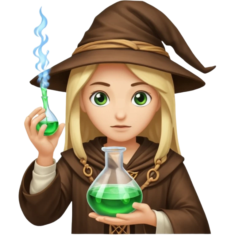 rune mage stirring potion slowly eye contact emoji