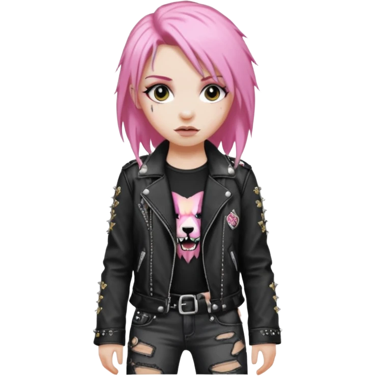pink haired metalhead animal emoji