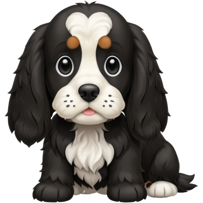 Собака русский кокер спаниель черно-белого цвета emoji