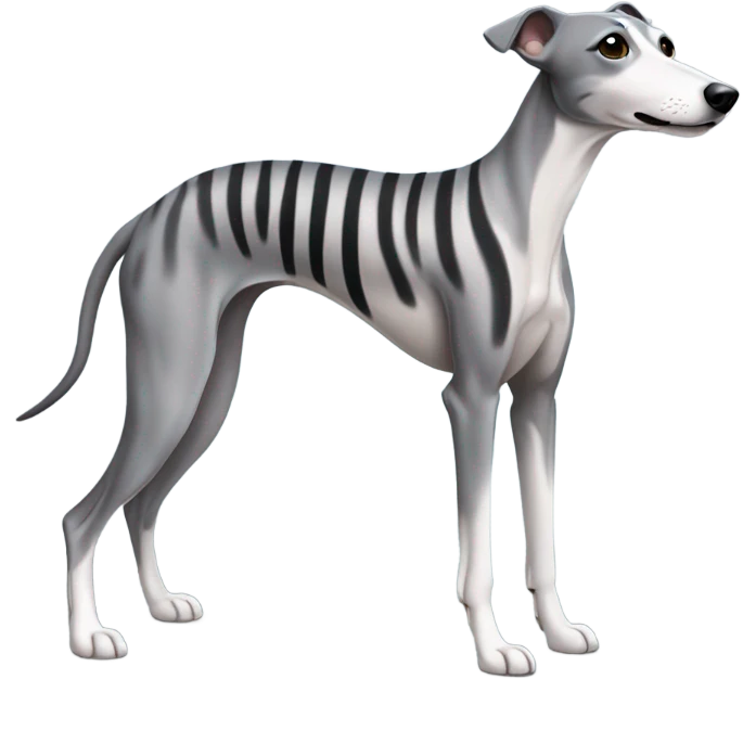 Whippet dog grey with black brindle stripes emoji